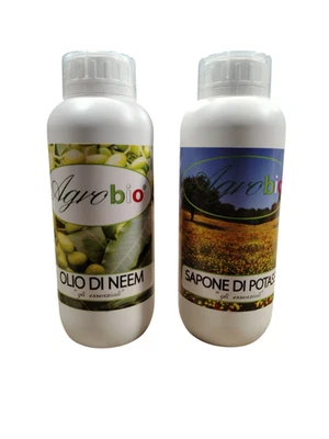 SAPONE DI POTASSIO E OLIO DI NEEM  PURI BIOLOGICI 2 CONF DA 1 LITRO - Immagine 1 di 4