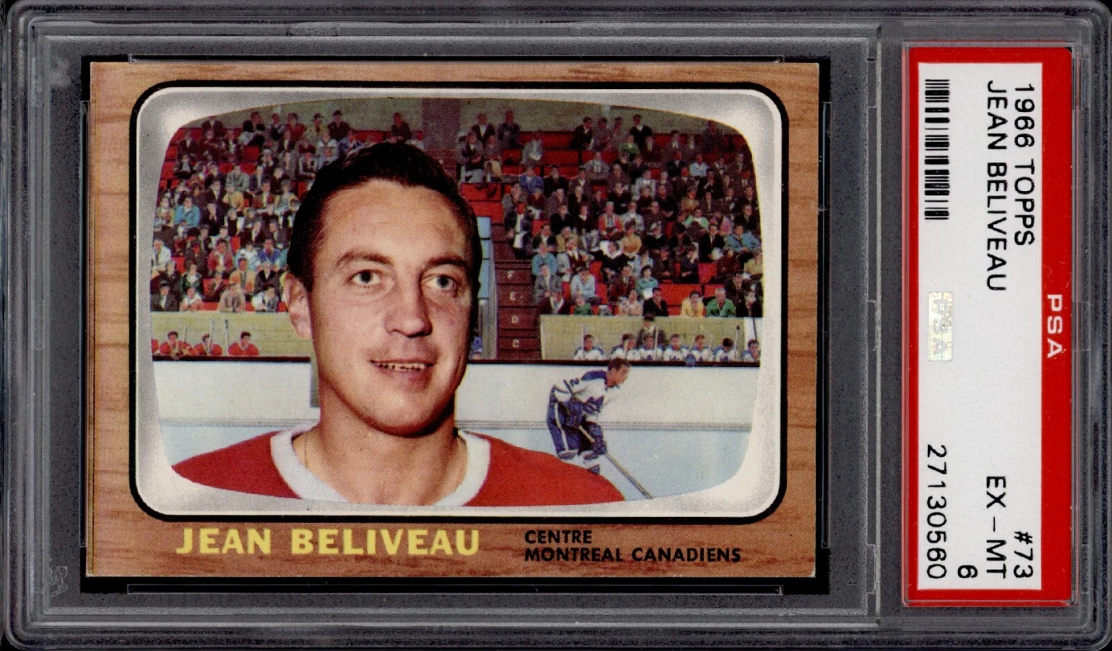 1966 TOPPS #73 JEAN BELIVEAU PSA 6 EX-MINT
