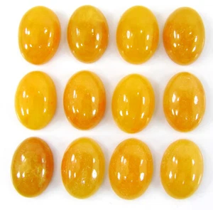 Lote de 12 piezas de piedras preciosas sueltas de jade amarillo natural de 77,70 quilates 10x14 mm cabujón - 61320 - Imagen 1 de 2