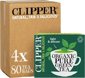 Clipper Organic Pure Green Tea Bags | 320 Teabags 4 x Boxes of 80 | Bulk Buy for - Picture 1 of 1