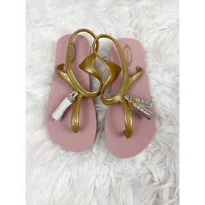 Joyfolie Pink and Gold Sparkle Gold Glitter Tassel Flip Flop Size 12/13 NEW - Bild 1 von 3