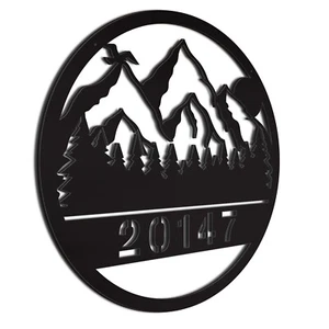 Berg Adressnummernschild | Türhänger | Postnummernschild | Geschenk für Zuhause - Bild 1 von 15