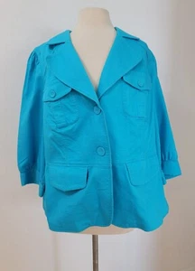 Chaqueta Lane Bryant talla 24 azul turquesa bolsillos delanteros sin abrir - Imagen 1 de 8