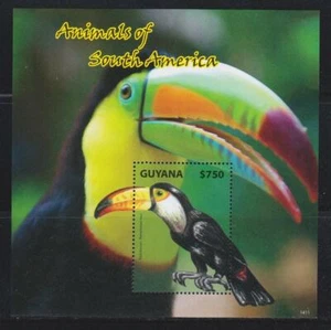 GUYANA 2014 BIRD STAMPS ANIMALS OF SOUTH AMERICAN TOUCAN SS MNH - BIRDL494 - Picture 1 of 1