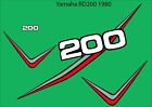 Yamaha Dark RED/Grey RD 200 1980 onwards side and tail decals, LC Style swoop