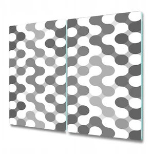 Tempered Glass Bread Board Worktop Saver Circles grey and white 2x30x52 - Picture 1 of 8