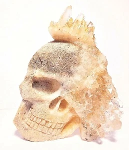 QUARTZ / CITRINE SKULL 2D CARVING 123gm 93 X 74 X 18mm "NEW" AUZ SELLER FC24 - Picture 1 of 3