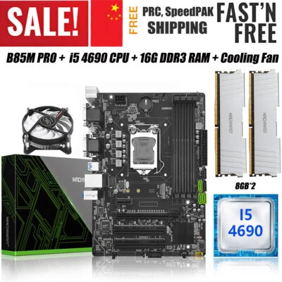 LGA 1150 B85 Motherboard 16GB DDR3 1666MHZ RAM i5 4690 CPU Cooling Fan Combo Kit - Image 1 of 4