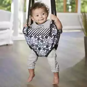 Evenflo Exersaucer Door Jumper - Black and White Stars - Up to 24 Pounds - Picture 1 of 3