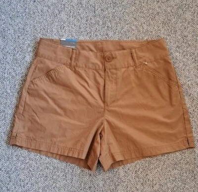 Columbia 女式 6 码“Washed Out”4 英寸内缝短裤平前棕褐色新品 — 第 1/4 张图片