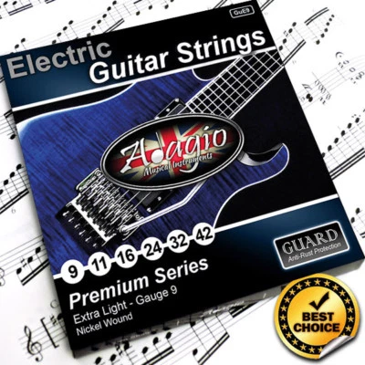 COATED 9s Electric Guitar Strings Set > Strings Les Paul Fender Ball Ends ADAGIO