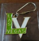 Vintage Las Vegas Enamel Keychain Metal LV Green White