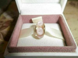 Dije Genuino Auténtico Pandora Oro 14 quilates Vidrio Murano - Rosa Místico 750404 - Imagen 1 de 3