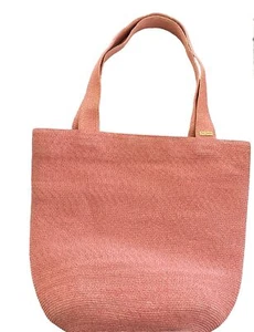 Eric Javits Vintage Coral Pink Straw Tote Purse Bucket Shoulder Bag Beach Summer - Picture 1 of 7