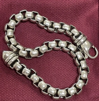 DAVID YURMAN 925 PRATA ESTERLINA PULSEIRA CORRENTE CAIXA 7mm 8,5” LONGO - Imagem 1 de 4