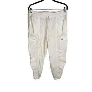 Athleta Parachute Cargo Pocket Sheer Lightweight Jogger Pant Womens 10 White