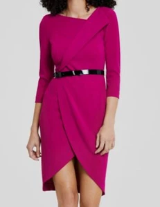 Calvin Klein Women's Purple 3/4-Sleeve Belted Tulip Dress Size 16 - Picture 1 of 1