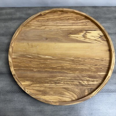 Williams Sonoma Olivewood Lazy Susan Decorative Tan 18” Diameter Scuffed - Image 1 of 4