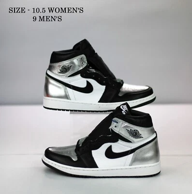 Size 10.5W - Nike Air Jordan 1 High OG Metallic Silver Toe High Top Sneakers - Image 1 of 4