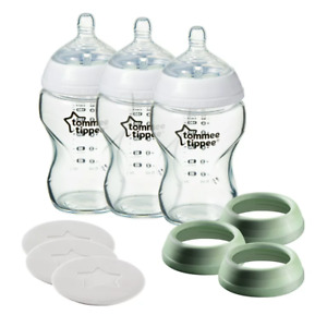 Tommee Tippee Closer to Nature 3 in 1 Convertible Glass Baby Bottles, 9 Oz, 3 Ct