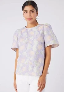 Neu mit Etikett Abbey Glass Marty Damenoberteil XL flieder Blumen Jacquard Kurzarm XL - Bild 1 von 13