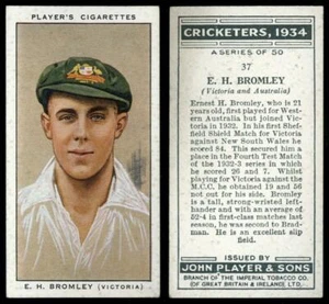 E.H. Bromley #37 Cricketers 1934 John Player & Sons Cigarette Card - Picture 1 of 1