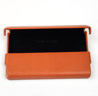 Porte-portefeuille en cuir orange Giorgio Fedon côté dur complètement ouvert