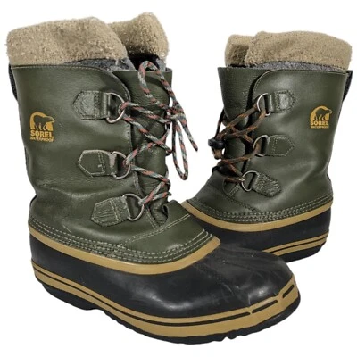 Kids Snow Sorel Boots Green with Fur Size 5 Youth YOOT PAC - Image 1 of 4