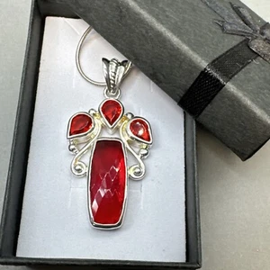 Vintage Sterling 925 Abstract Faceted ANGEL Christmas LARGE Pendant Necklace - Bild 1 von 10