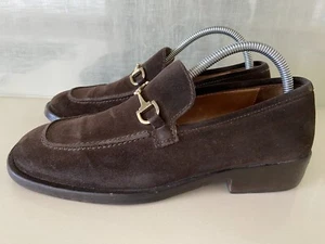 GUCCI MEN'S JORDAAN DARK BROWN SUEDE HORSEBIT LOAFER CASUAL SHOES Size 40 - Picture 1 of 10