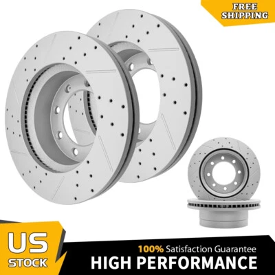 Rotores de freno perforados disco delantero trasero para Ford F-250 F-350 Super Duty 2014-2022 Foto 1 de 4