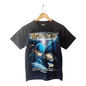 Rock Chang Size S Double Sided Saturn Planet Space Graphic Print T Shirt - Picture 1 of 9