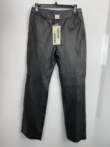 NEW Hi Chadwicks Womens Size 6 Black Genuine Leather Pants Mid rise Lined 31.5” - Picture 1 of 7