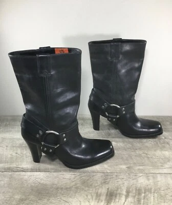 Botas Harley-Davidson Nina negras punta suave motociclista motociclista para mujer talla 10 Foto 1 de 4