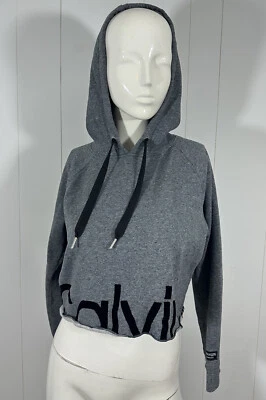 Suéter com capuz Calvin Klein Performance feminino manga longa cropped cinza tamanho M - Imagem 1 de 4