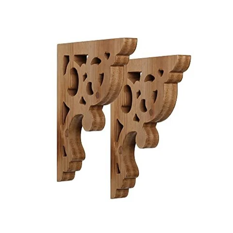 Small Distressed Carved Wood Decorative Corbels Wall Mounted Shelf Brackets V Cover