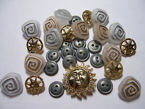 31pc Button Assortment Sewing Buttons Notions Fabric Craft Collage Embellishment