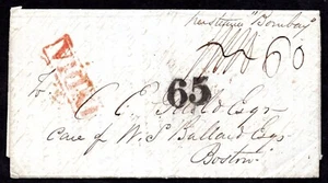 INDIA 1856 US STAMPLESS LETTER WRITTEN IN CALCUTTA 8, JAN. 1856 - Picture 1 of 4