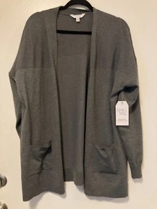 Women's Time and Tru Open Cardigan with Pockets Dark Gray Size XL - Picture 1 of 5