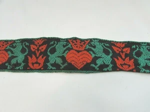 Vintage Cotton Jacquard 1" Woven Trim Royal Crest 38" L 33146 - Picture 1 of 5