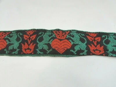 Vintage Cotton Jacquard 1" Woven Trim Royal Crest 38" L 33146 - Image 1 of 4