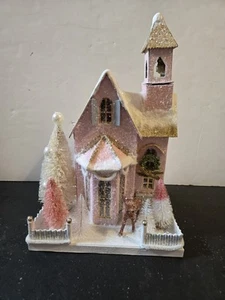 Cody Foster Putz House Large Christmas Village House Pink Reindeer - Picture 1 of 7