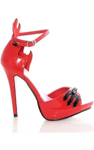  ADULT WOMENS DEVIL VAMPIRE RED HIGH HEEL COSTUME SHOES FANCY DRESS HALLOWEEN - Picture 1 of 12