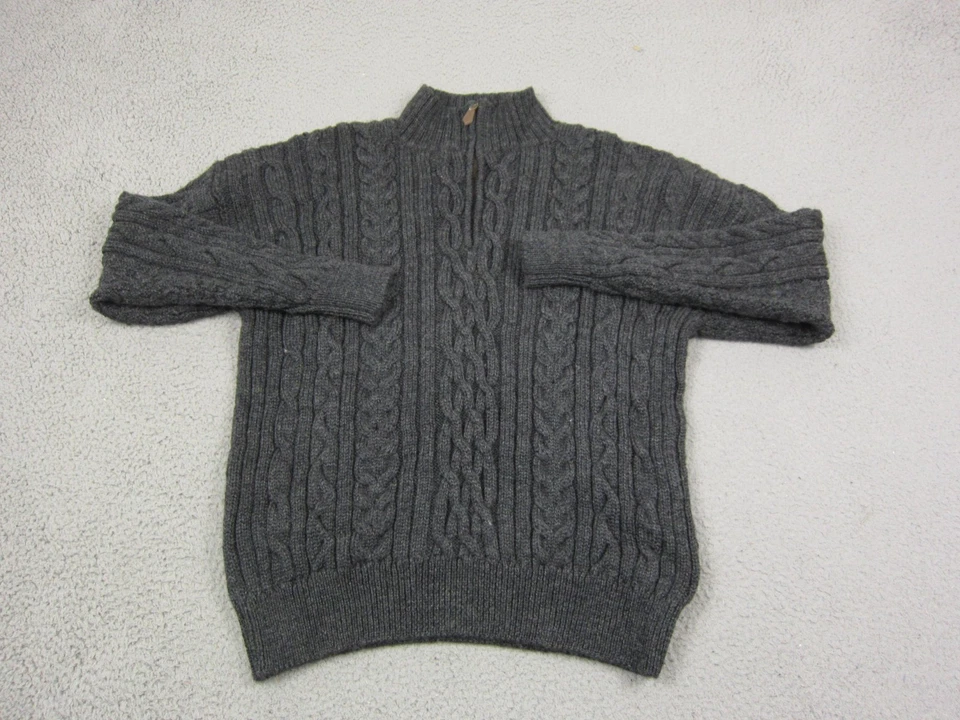 Suéter Woolovers Para Hombres Extra Grande XL Gris 1/4 Cremallera 100% Lana Tejido por Cable Británico Foto 1 de 4