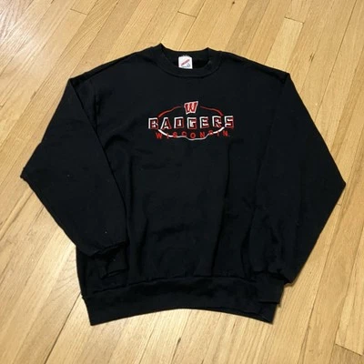 Sudadera De Colección Años 90 Wisconsin Badgers Adulto Grande Desteñida Bordada Hecha en EE. UU. Foto 1 de 4