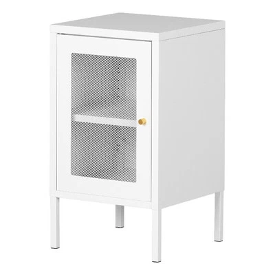 South Shore Kodali 15"W Metal Mesh 1-Door Nightstand in White Finish - Image 1 of 4