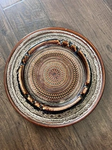 Vintage Haeger Ashtray Dish 2169 Mid Century USA Aztec MCM Pottery 11.5” Large - Picture 1 of 7