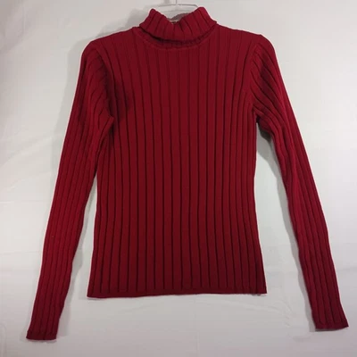 Suéter para mujer Van Heusen granate manga larga cuello tortuga talla M patrón acanalado Foto 1 de 4