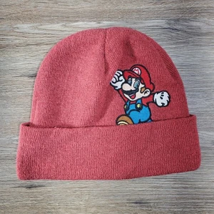Mario Beanie Super Mario Bros Red Adult OSFA Nintendo Embroidered - Picture 1 of 7