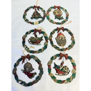 Russ Erbstück Vintage Messing 6er Set Weihnachtsmotiv Weihnachtsschmuck 2,75 Zoll - Bild 1 von 10